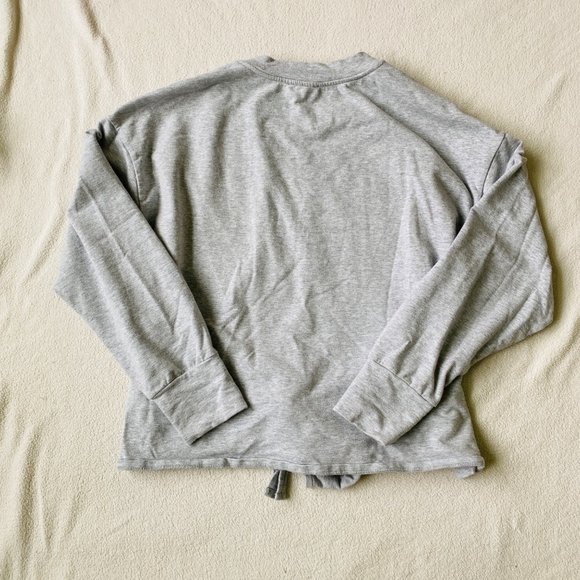 Vince Camuto Womens Gray Long Sleeve Crewneck Tee Tie Front Pullover Tops Size M - Picture 2 of 5